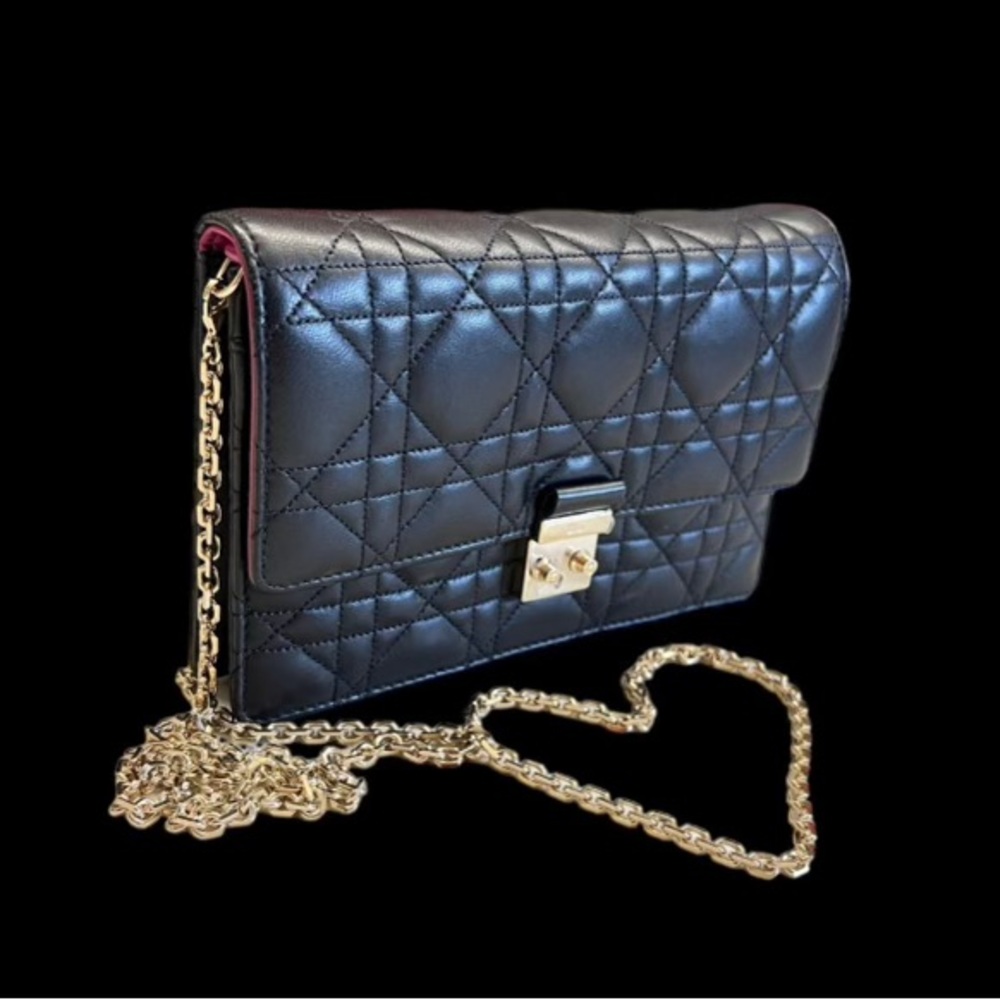 Christian Dior Miss Dior Promenade Pouch Cannage Quilt Lambskin Black